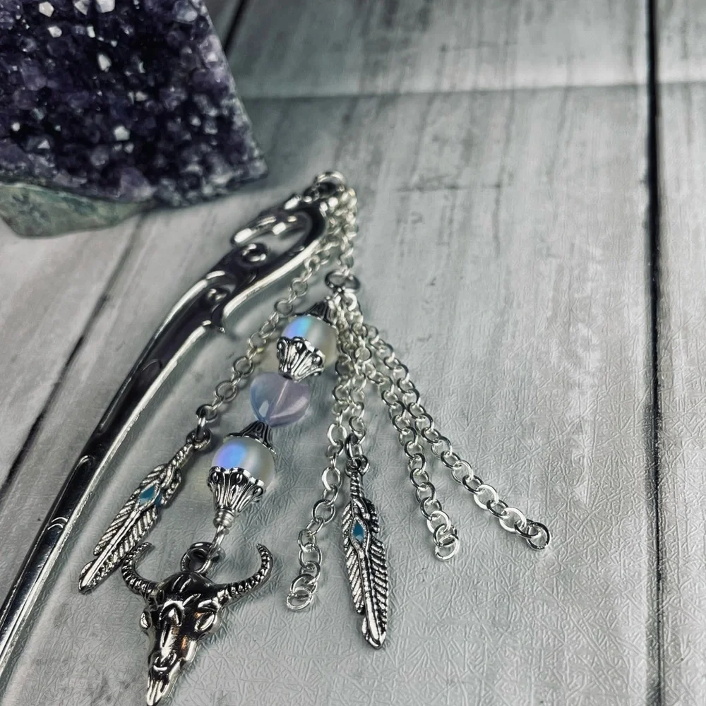 Artisan Moonstone Boho Hand Crafted Hairpin - Picture 10 of 14